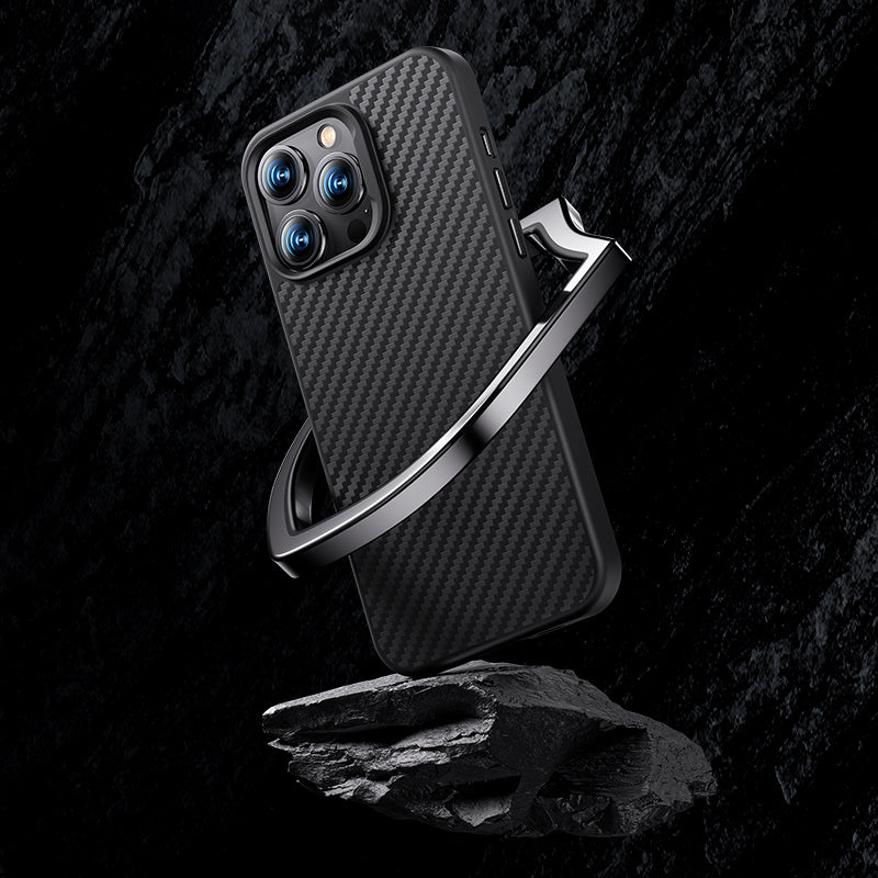 iPhone 14 Plus Kılıf Karbon Fiber M-safe Şarj Özellikli Benks Hybrid ArmorPro 1500D Kevlar Kılıf