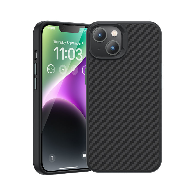 iPhone 14 Plus Kılıf Karbon Fiber M-safe Şarj Özellikli Benks Hybrid ArmorPro 1500D Kevlar Kılıf