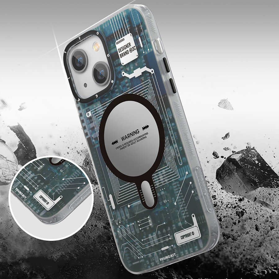 iPhone 14 Plus Kılıf M-safe Şarj Özellikli YoungKit Technology Serisi Kılıf