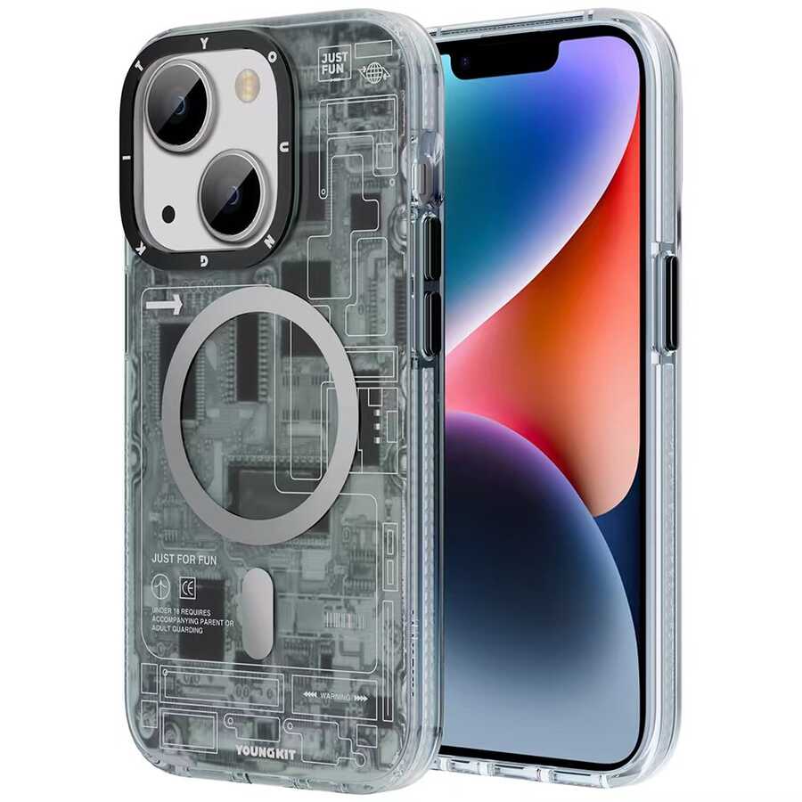 iPhone 14 Plus Kılıf M-safe Şarj Özellikli YoungKit Technology Serisi Kılıf