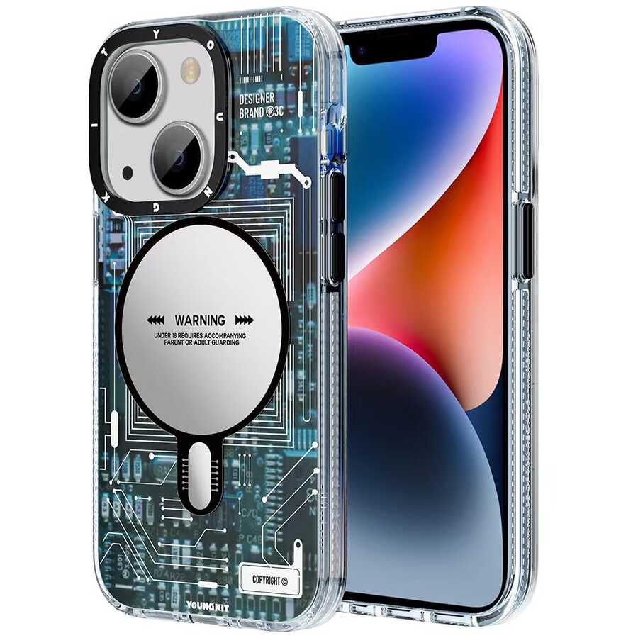 iPhone 14 Plus Kılıf M-safe Şarj Özellikli YoungKit Technology Serisi Kılıf