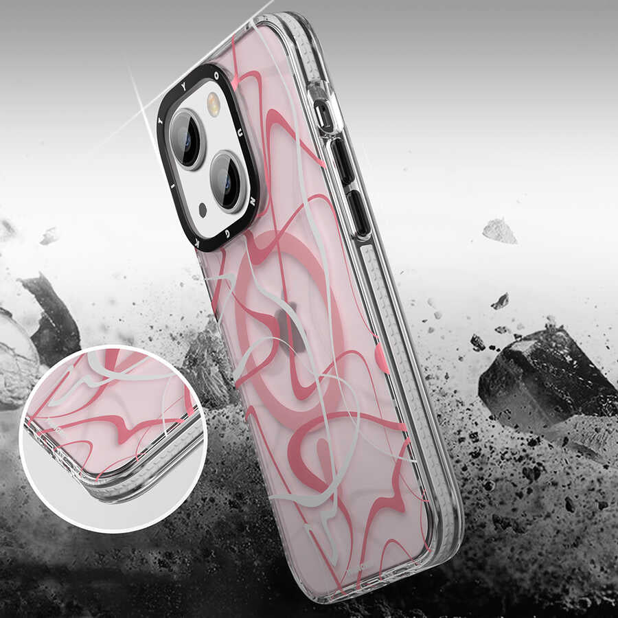 iPhone 14 Plus Kılıf M-safe Şarj Özellikli Youngkit Water-Ink Serisi Kılıf