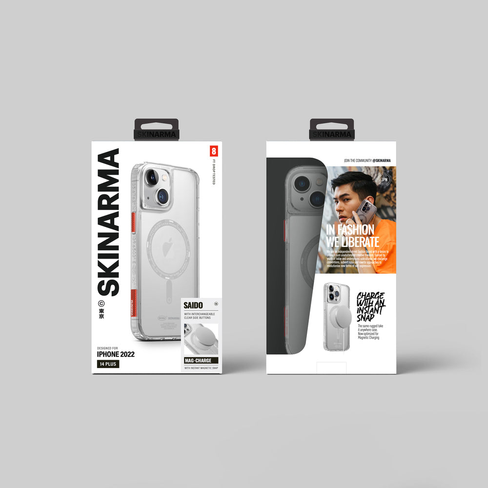 iPhone 14 Plus Kılıf SkinArma Şeffaf Airbag Tasarımlı M-safe Şarj Özellikli Saido Kılıf