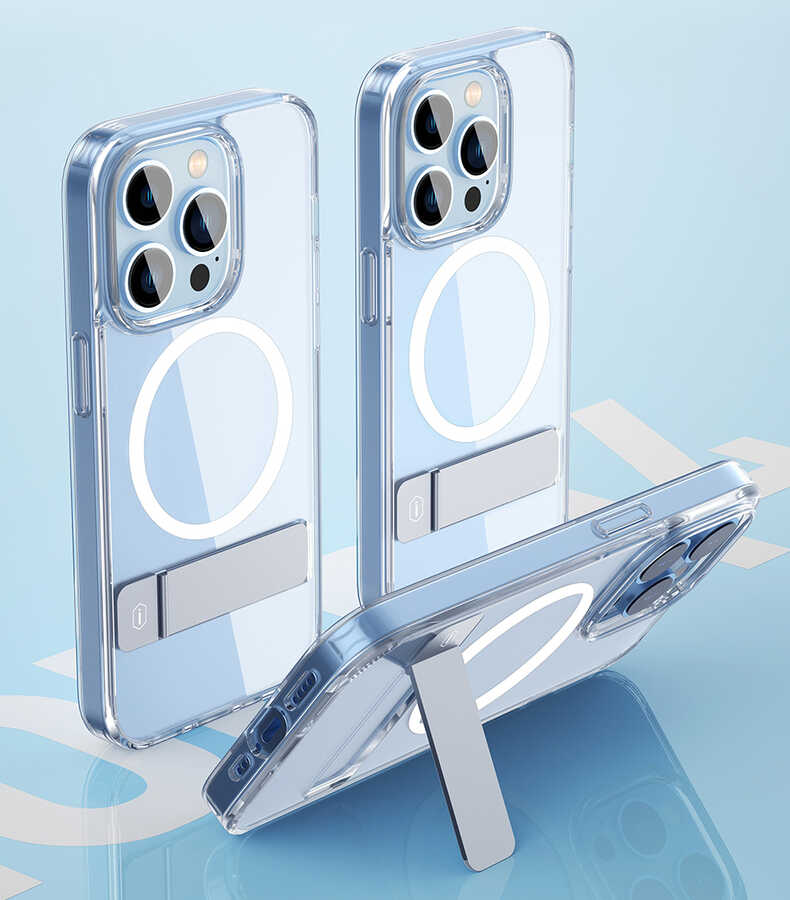 iPhone 14 Plus Kılıf Standlı M-safe Wireless Şarj Özellikli Wiwu Aurora Serisi Kılıf