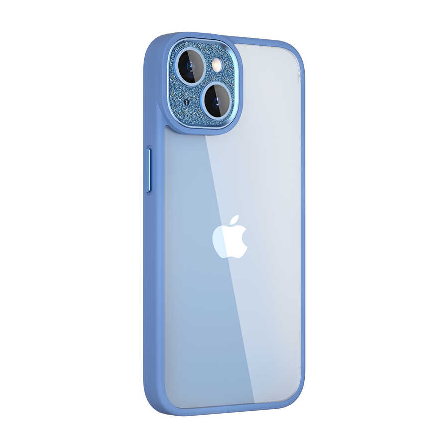 iPhone 14 Plus Kılıf Wiwu GCC-105 Lens Korumalı Renkli Kenar Arkası Şeffaf Multicolor Kılıf