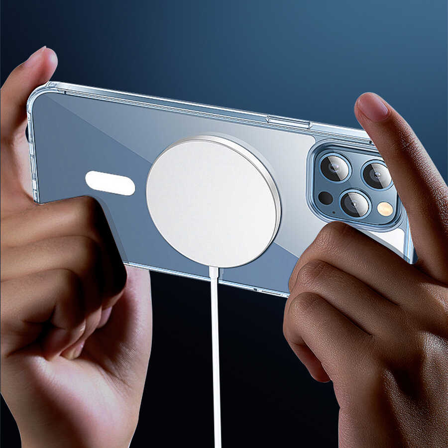 iPhone 14 Plus Wiwu M-safe Şarj Özellikli Lens Korumalı Şeffaf Silikon Kılıf