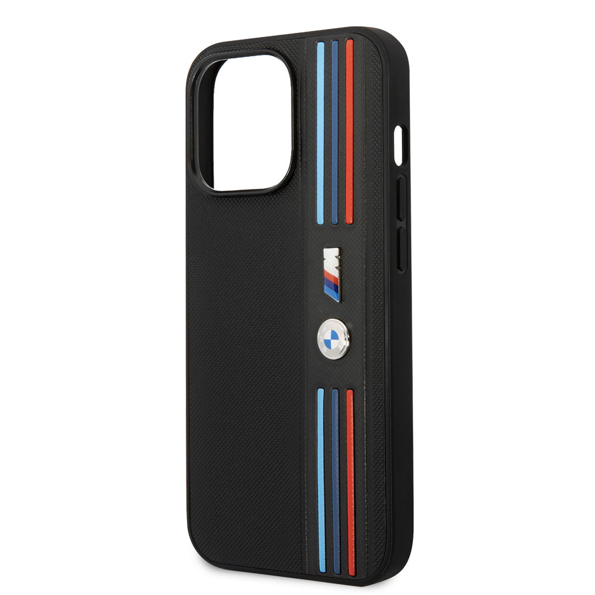 iPhone 14 Pro Kılıf BMW PU Deri 3 Renkli Çizgili Örgü Dizayn Kılıf