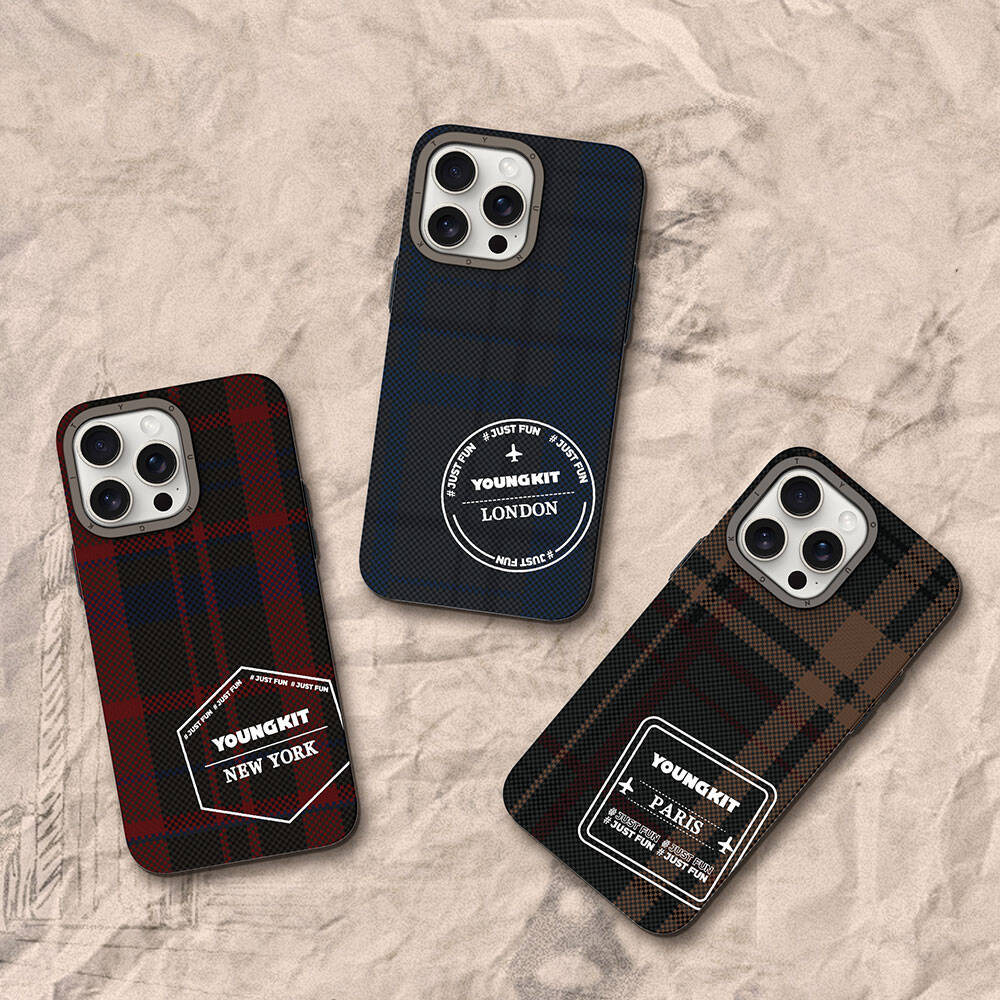 iPhone 14 Pro Kılıf Ekose Desenli Youngkit Gezhi Serisi Kılıf
