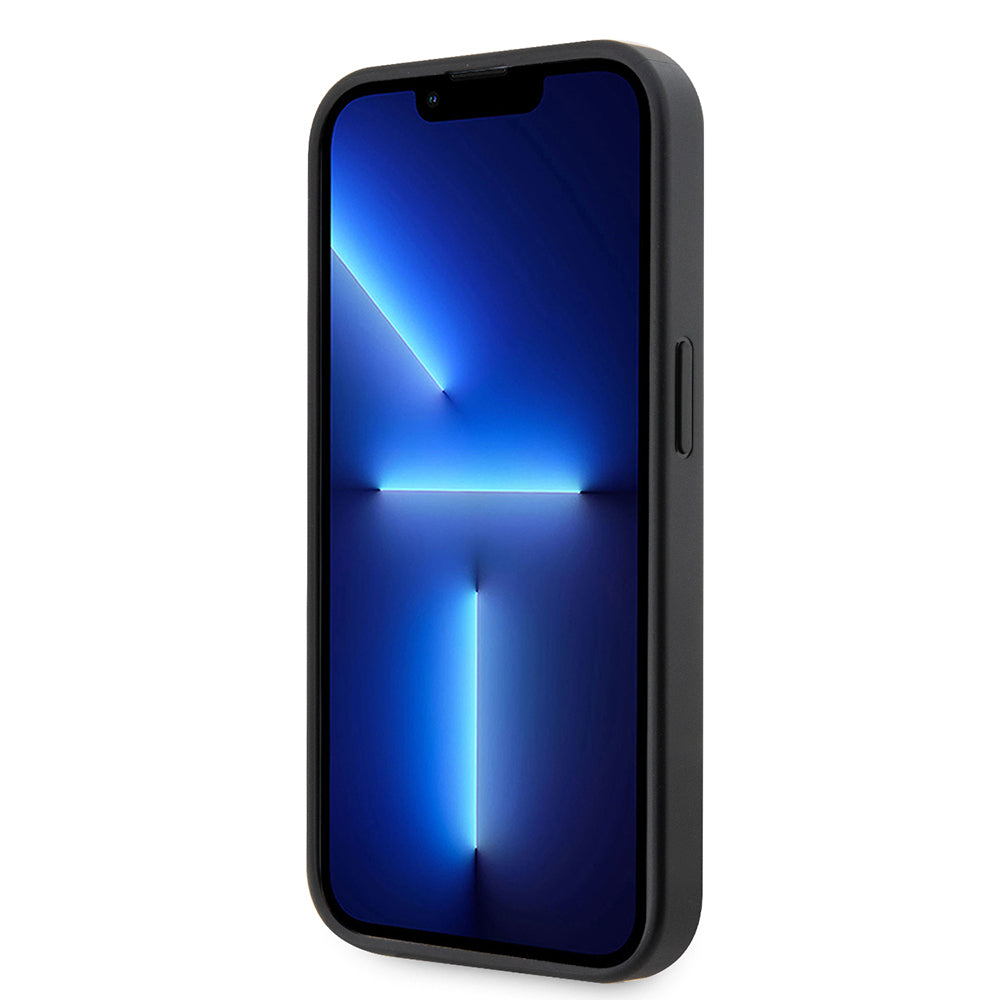 iPhone 14 Pro Kılıf Ferrari Orijinal Lisanlı Klasik Metal Logolu Delikli Standlı Karbon Kılıf