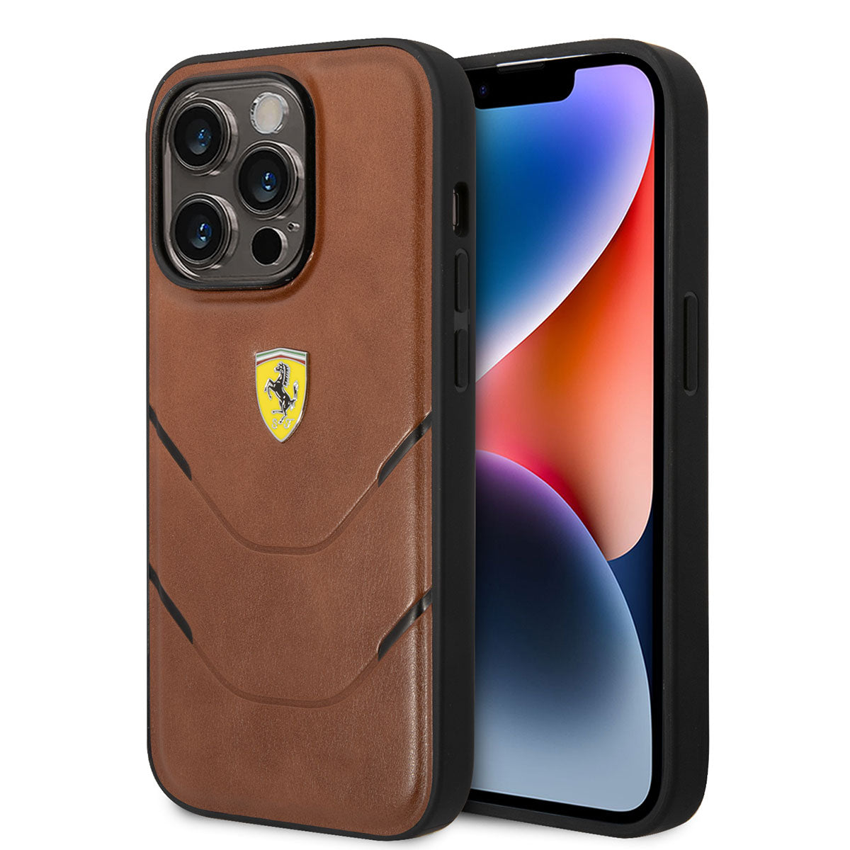 iPhone 14 Pro Kılıf Ferrari Orijinal Lisanslı PU Deri Sıcak Baskı Çizgili Dizayn Kılıf