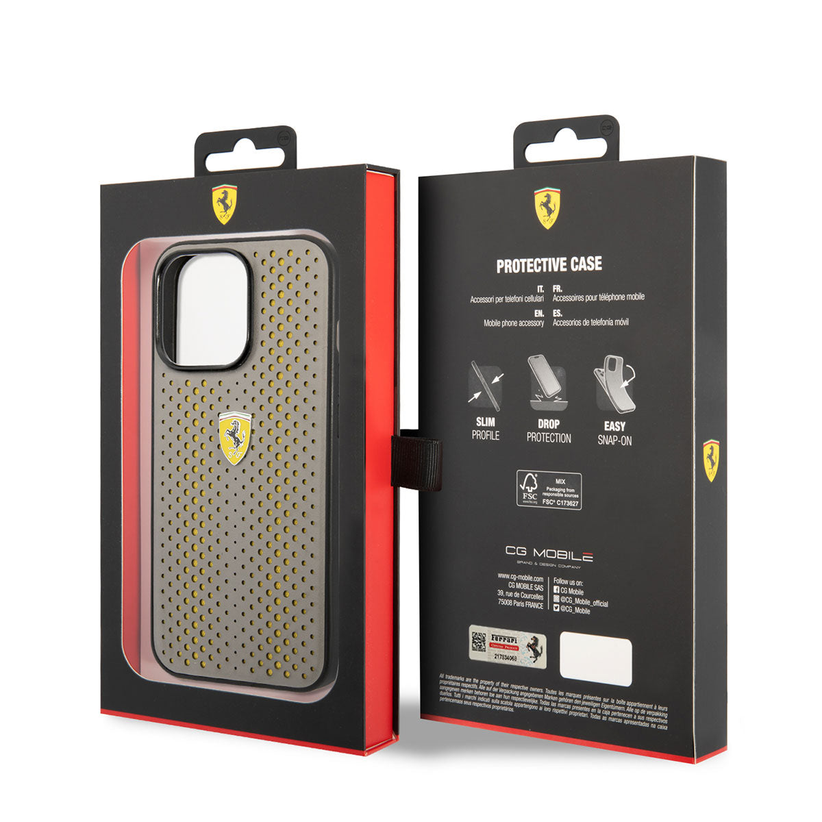 iPhone 14 Pro Kılıf Ferrari Deri Sarı Noktalı Dizayn Kılıf
