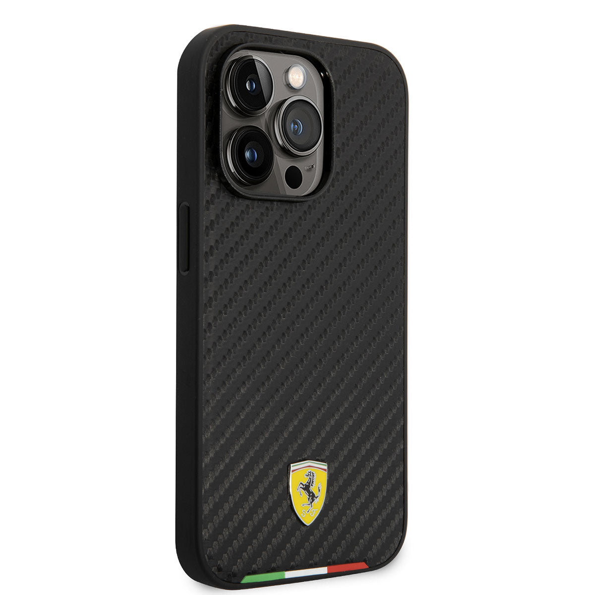 iPhone 14 Pro Kılıf Ferrari M-safe Şarj Özellikli Karbon İtalyan Bayrak Dizayn Kılıf