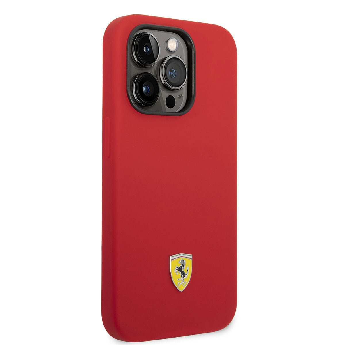 iPhone 14 Pro Kılıf Ferrari M-safe Şarj Özellikli Silikon Metal Logo Dizayn Kılıf