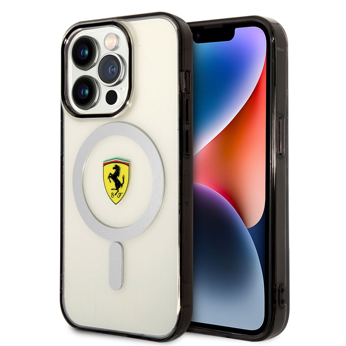 iPhone 14 Pro Kılıf Ferrari M-safe Şarj Özellikli Transparan Dizayn Kılıf