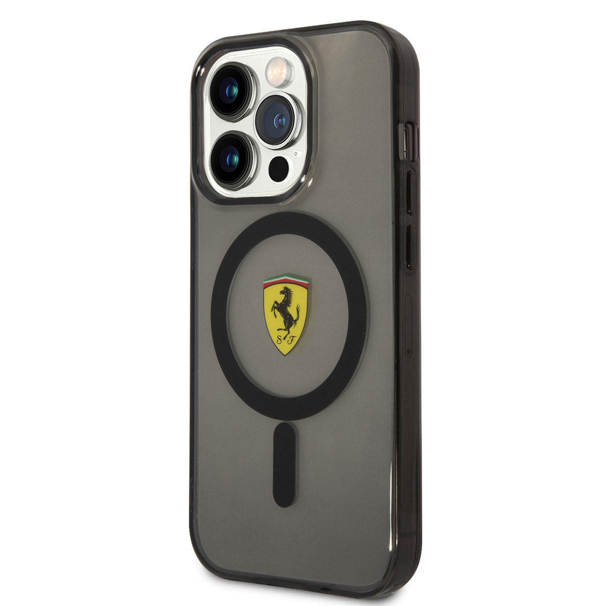 iPhone 14 Pro Kılıf Ferrari M-safe Şarj Özellikli Yarı Transparan Dizayn Kılıf