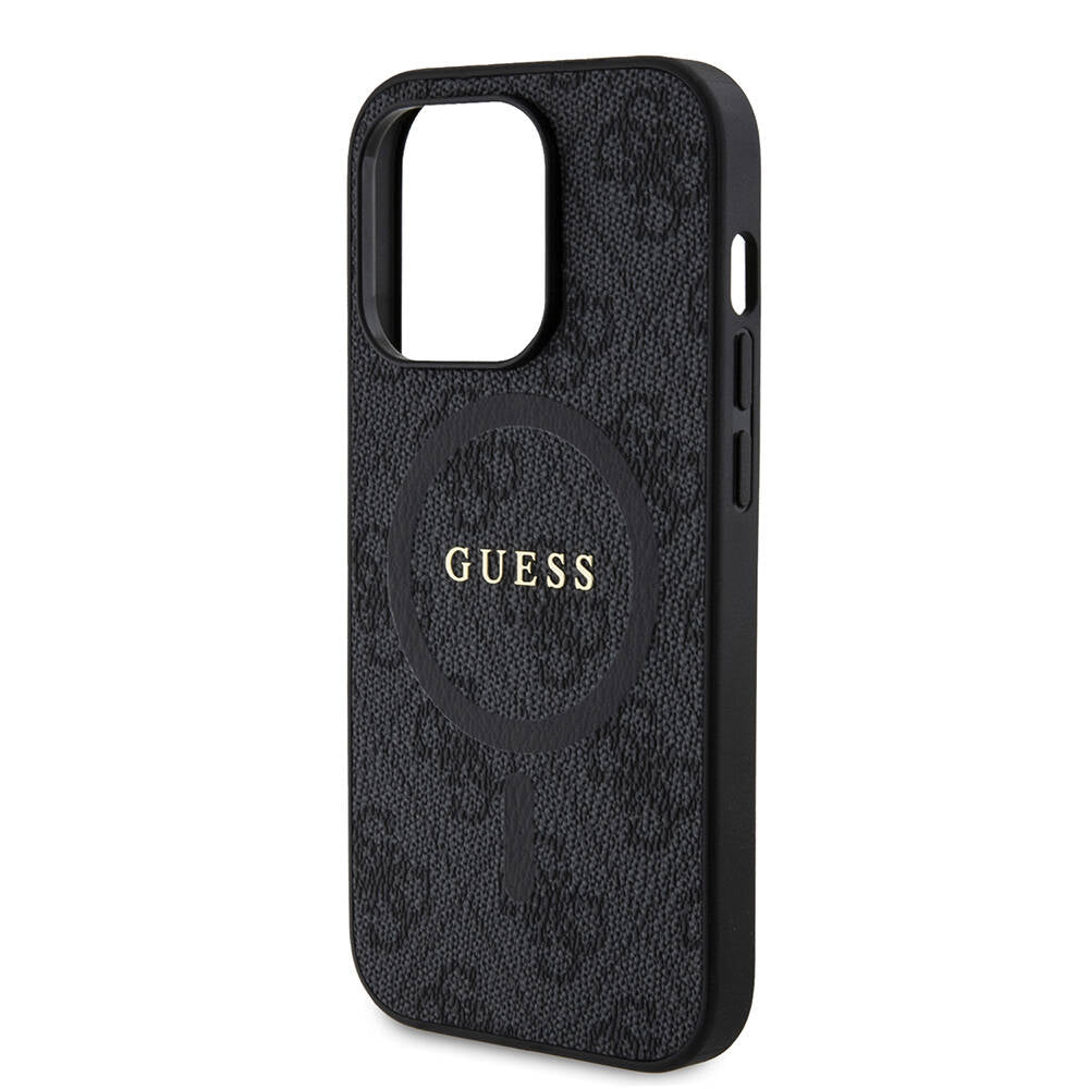 iPhone 14 Pro Kılıf Guess Orijinal Lisanslı M-safe Şarj Özellikli PU Halkalı 4G Desenli Yazı Logolu Kılıf