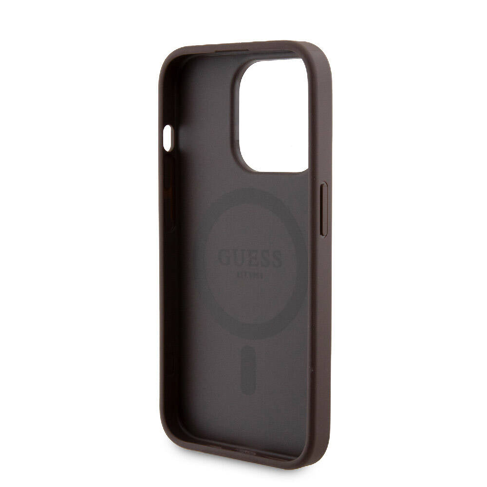iPhone 14 Pro Kılıf Guess Orijinal Lisanslı M-safe Şarj Özellikli Yazı Logolu 4G Desenli Kılıf + Powerbank 5000mAh 2in1 Set