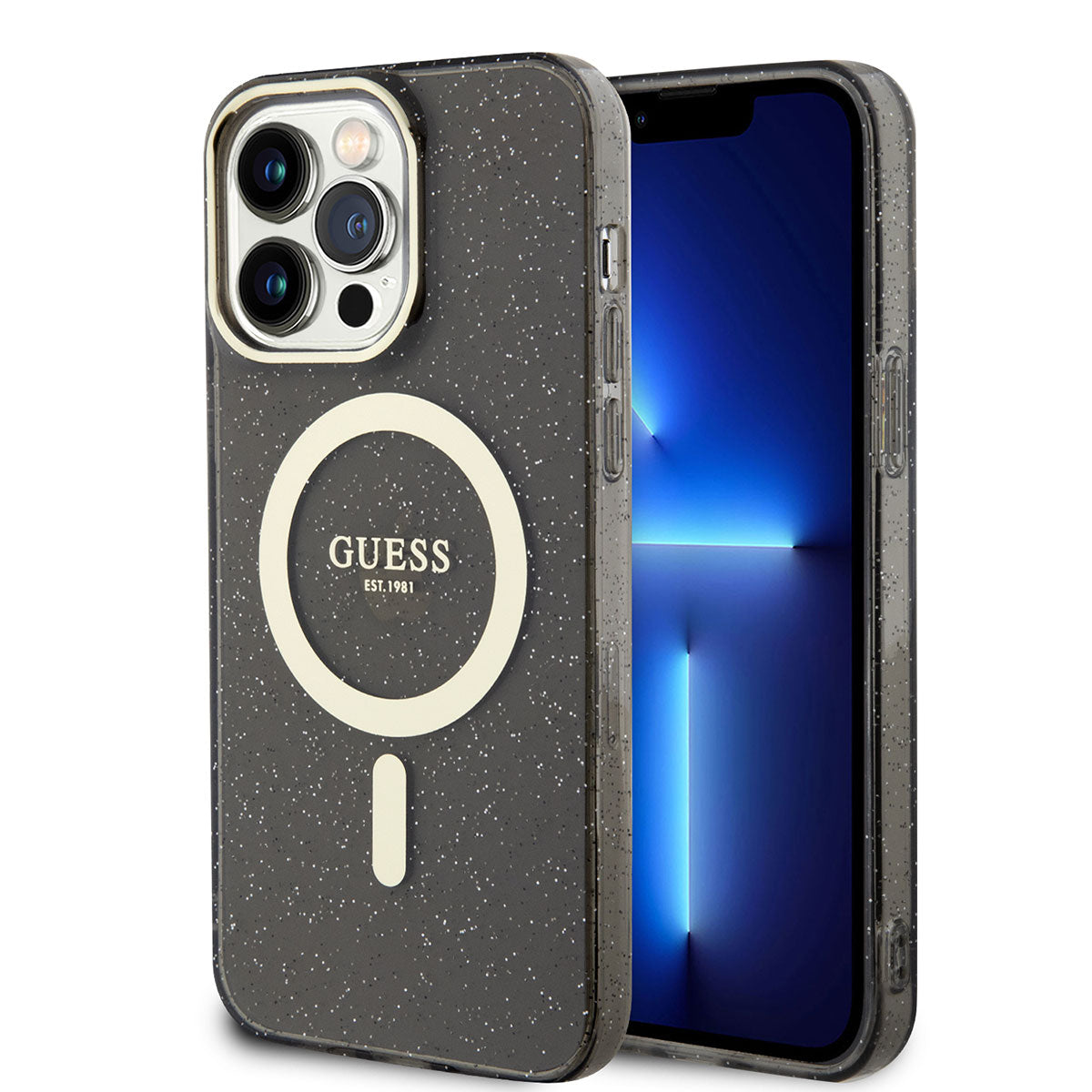 iPhone 14 Pro Kılıf GUESS M-safe Şarj Özellikli Glitter Kılıf