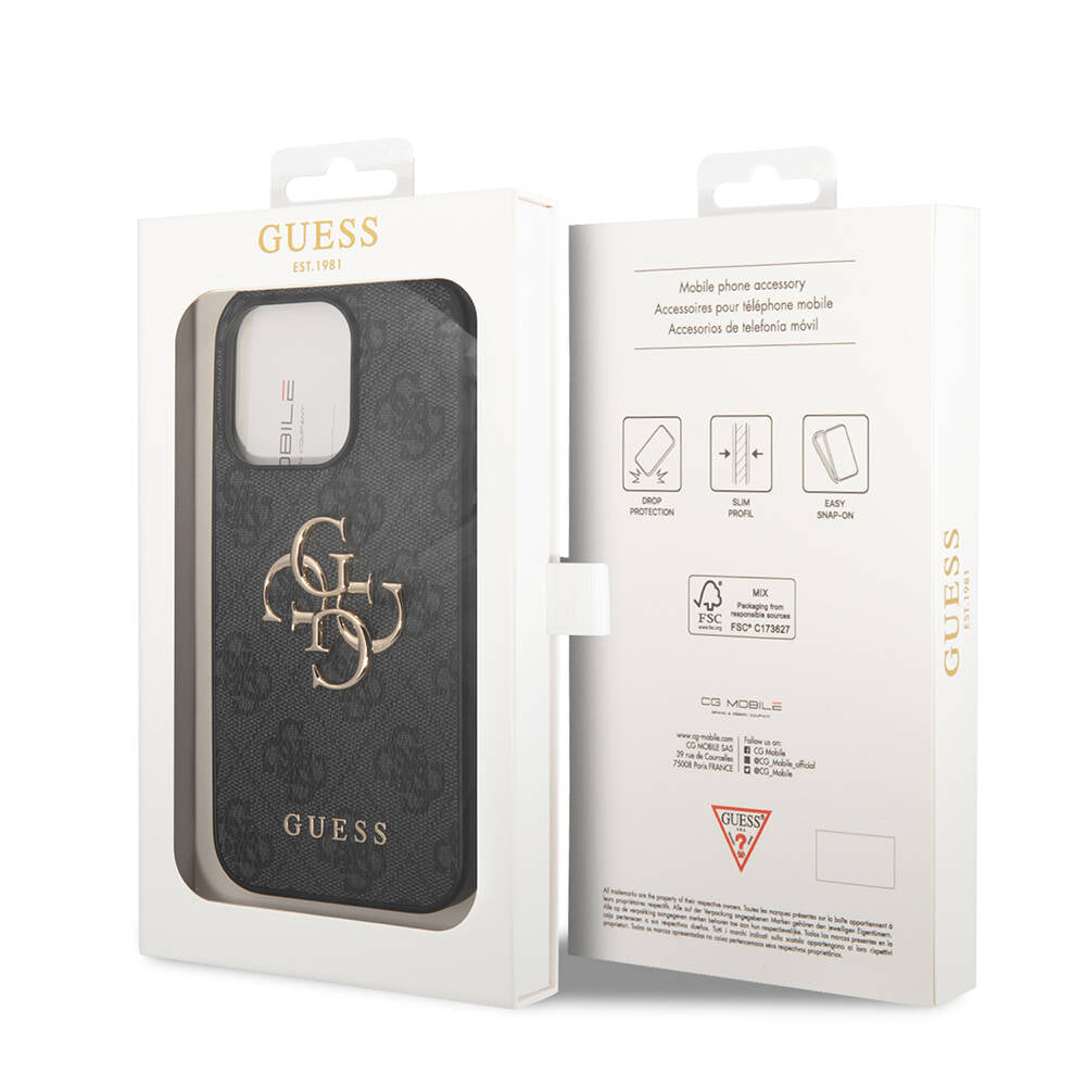 iPhone 14 Pro Kılıf Guess PU Deri Büyük Metal Logo Dizaynlı Kılıf