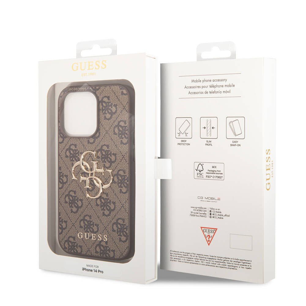 iPhone 14 Pro Kılıf Guess PU Deri Büyük Metal Logo Dizaynlı Kılıf