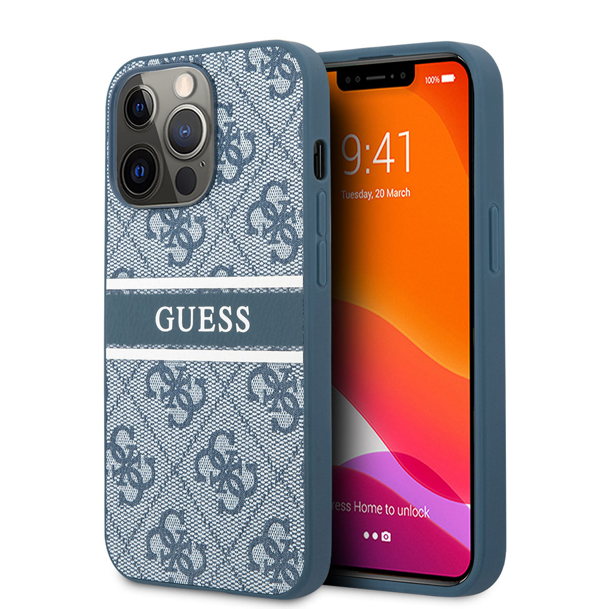 iPhone 14 Pro Kılıf GUESS PU Deri Çizgili Logo Dizaynlı Kılıf