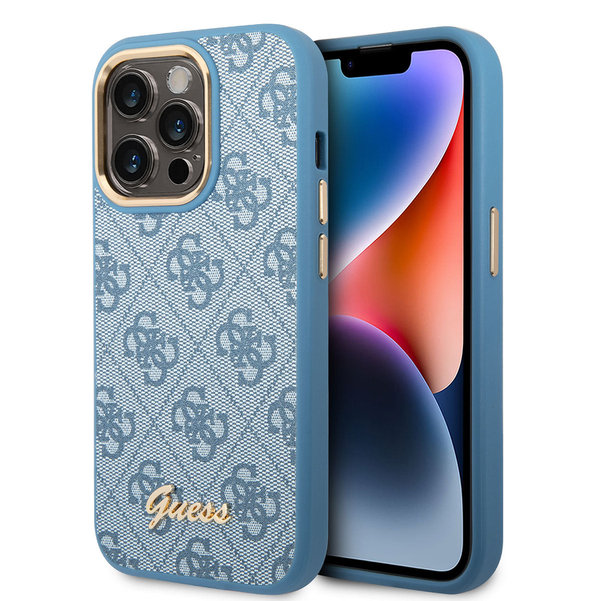 iPhone 14 Pro Kılıf GUESS PU Deri Metal Logo Dizaynlı Kılıf