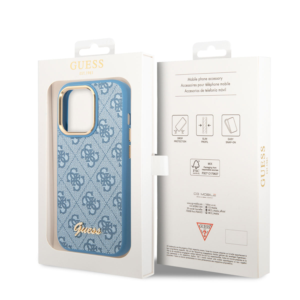 iPhone 14 Pro Kılıf GUESS PU Deri Metal Logo Dizaynlı Kılıf
