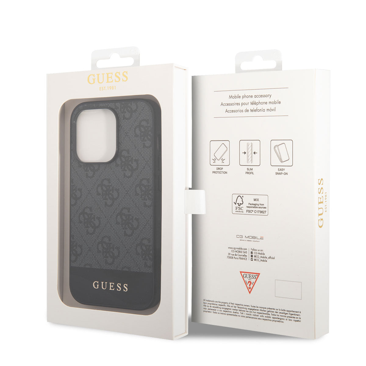 iPhone 14 Pro Kılıf GUESS PU Deri Şerit Logo Dizaynlı Kılıf
