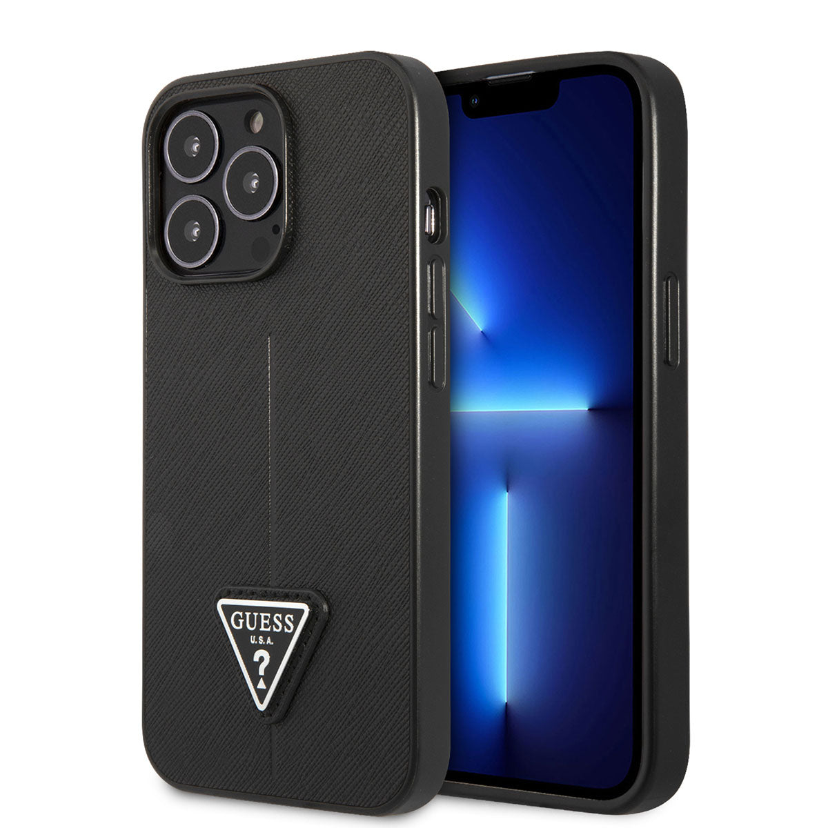 iPhone 14 Pro Kılıf GUESS PU Safran Deri Üçgen Logo Dizayn Kılıf