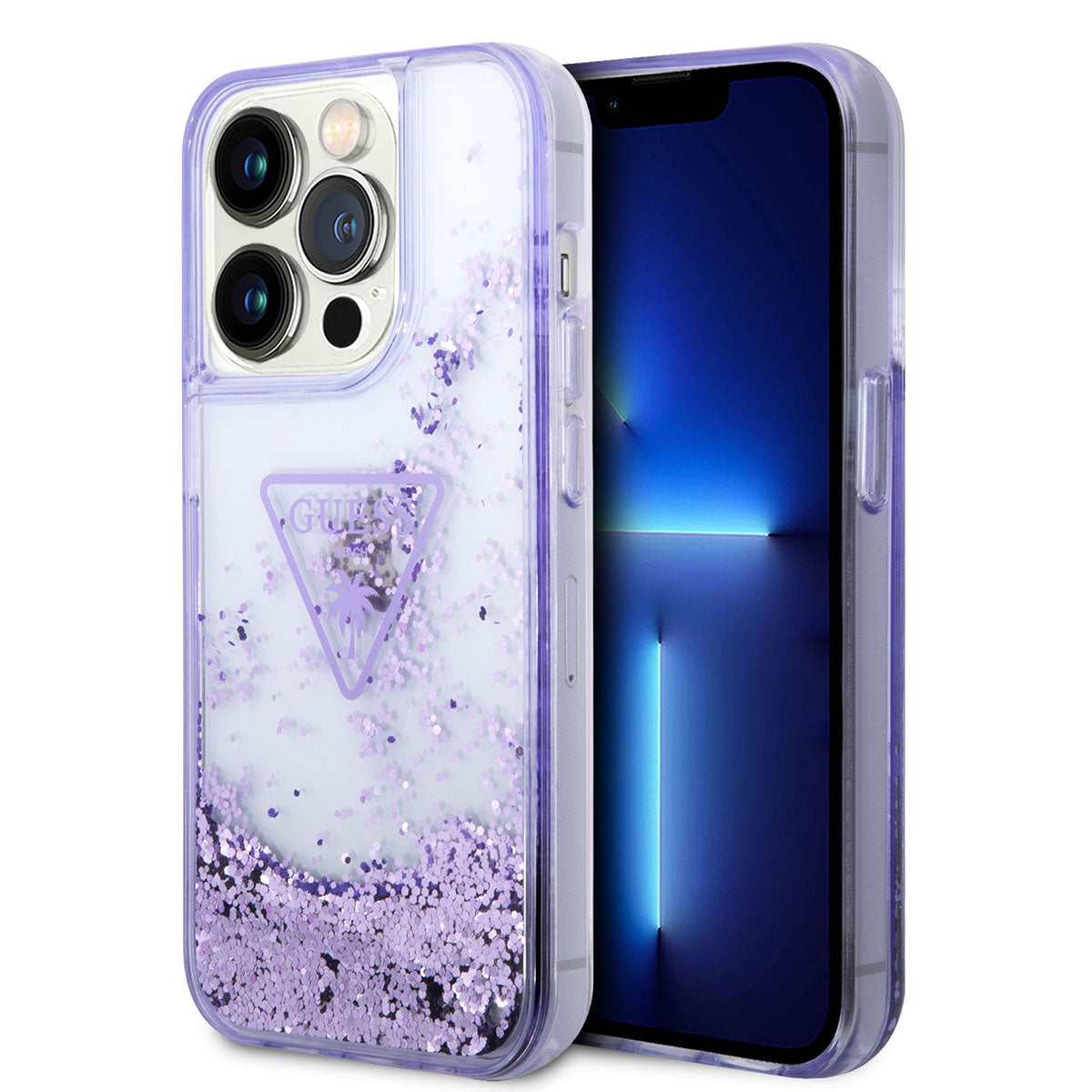 iPhone 14 Pro Kılıf GUESS Transparan Sıvılı Simli Dizayn Kılıf