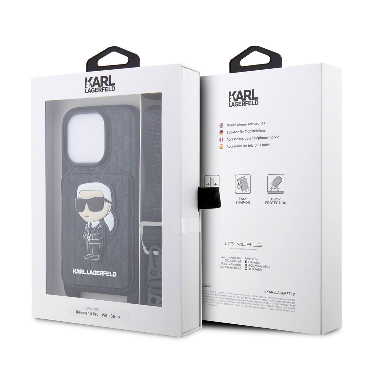 iPhone 14 Pro Kılıf Karl Lagerfeld Boyun Askılı Kartlıklı Karl Dizayn Kılıf