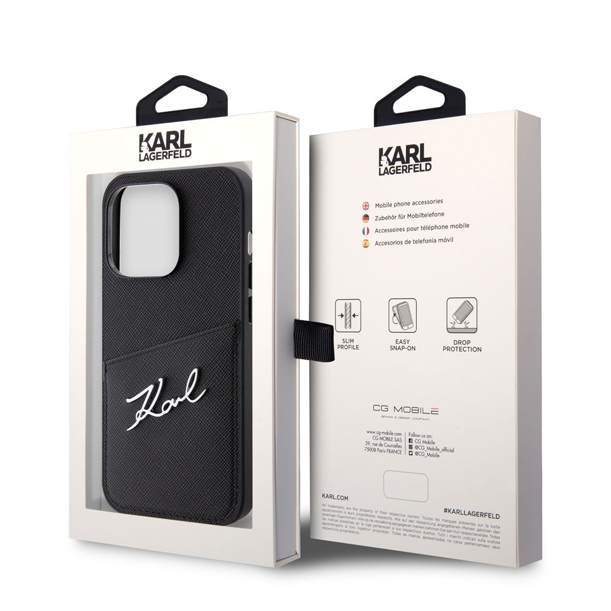 iPhone 14 Pro Kılıf Karl Lagerfeld Saffiano Deri Kartlıklı Dizayn Kılıf