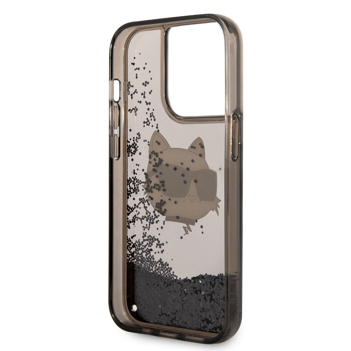 iPhone 14 Pro Kılıf Karl Lagerfeld Sıvılı Simli Choupette Head Dizayn Kılıf