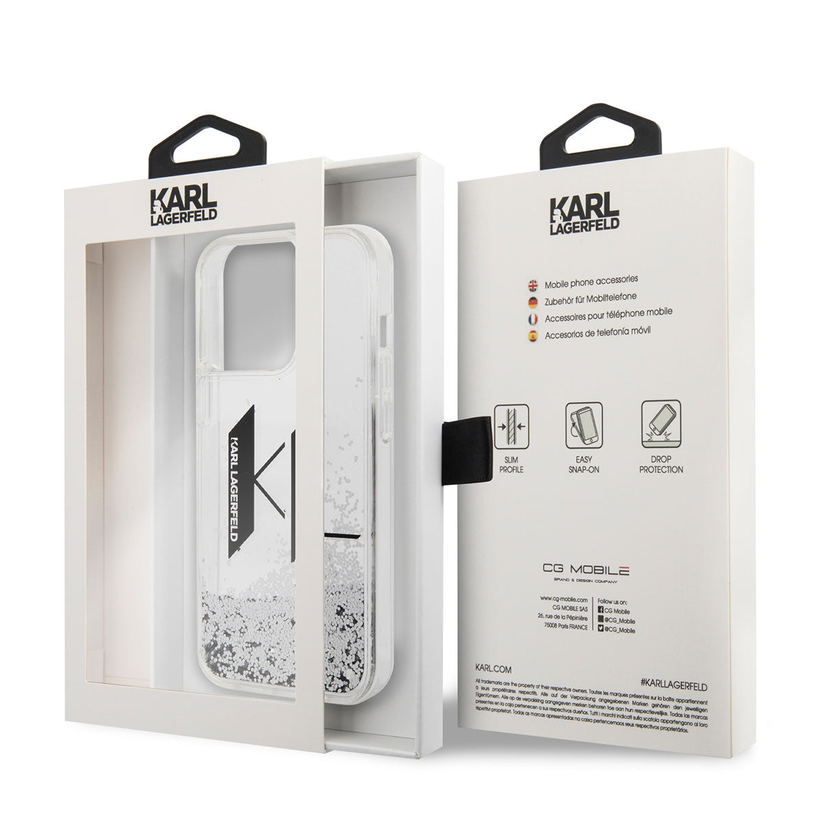 iPhone 14 Pro Kılıf Karl Lagerfeld Sıvılı Simli Dizayn Kılıf