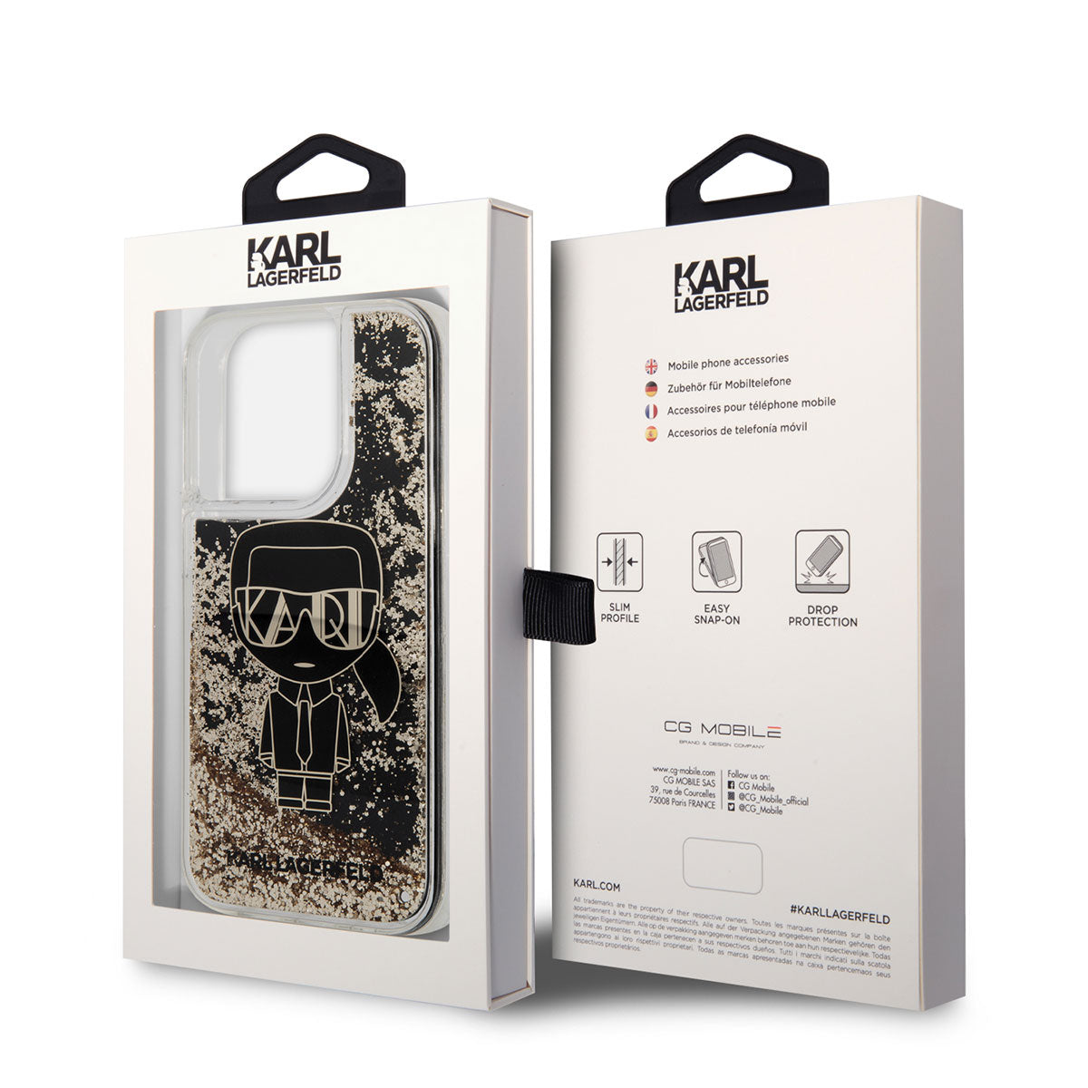 iPhone 14 Pro Kılıf Karl Lagerfeld Sıvılı Simli Gatsby Dizayn Kılıf