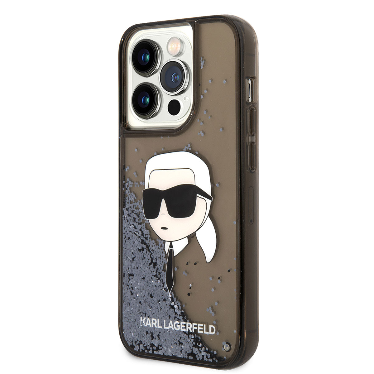 iPhone 14 Pro Kılıf Karl Lagerfeld Sıvılı Simli Karl Head Dizayn Kılıf
