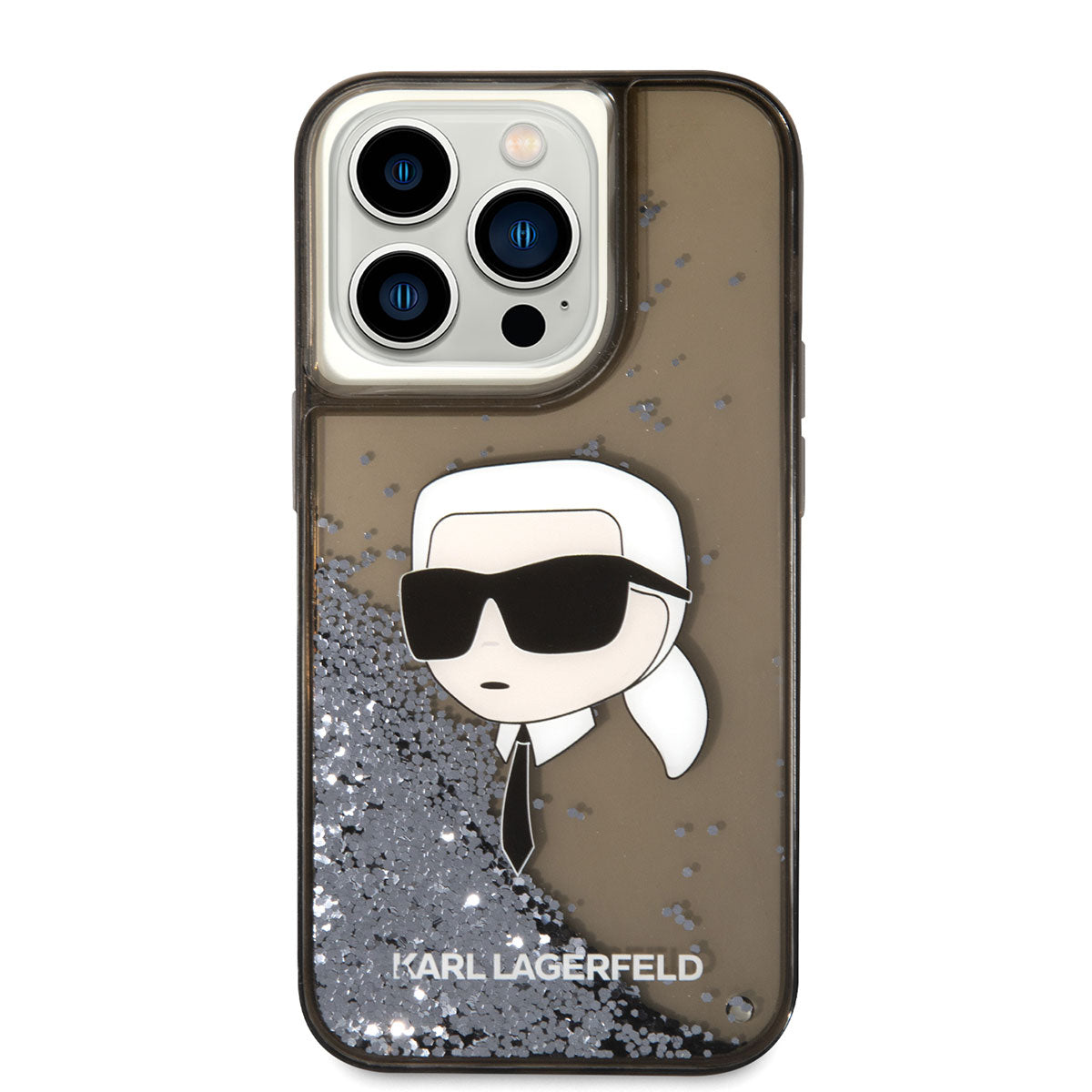 iPhone 14 Pro Kılıf Karl Lagerfeld Sıvılı Simli Karl Head Dizayn Kılıf
