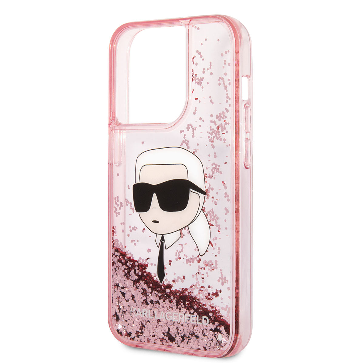 iPhone 14 Pro Kılıf Karl Lagerfeld Sıvılı Simli Karl Head Dizayn Kılıf