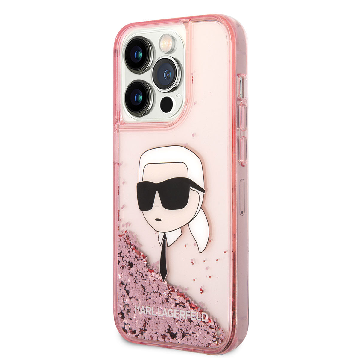 iPhone 14 Pro Kılıf Karl Lagerfeld Sıvılı Simli Karl Head Dizayn Kılıf