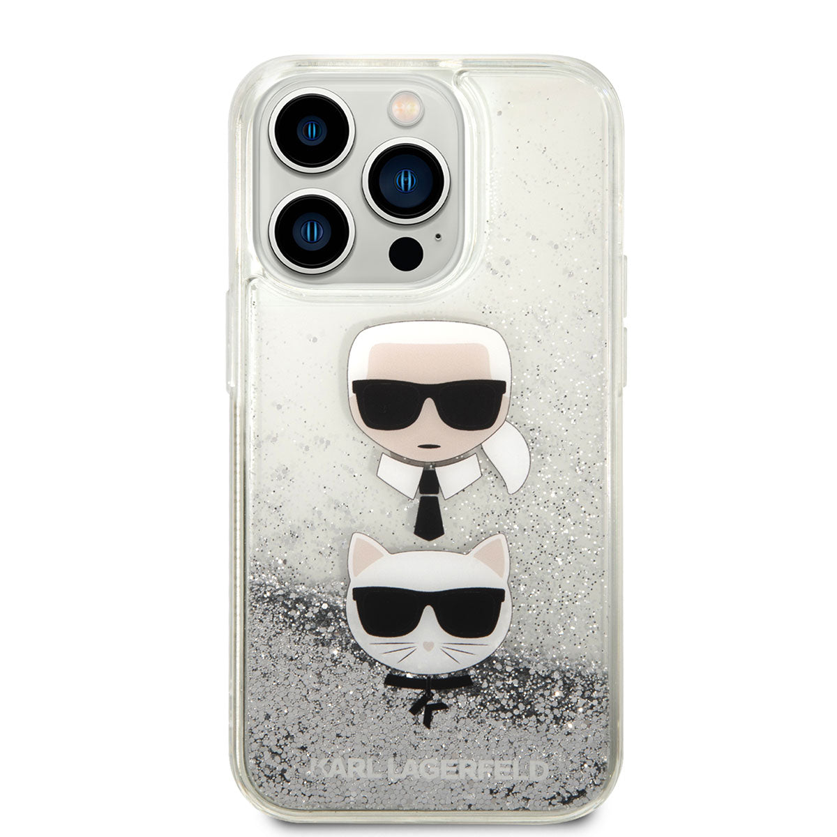 iPhone 14 Pro Kılıf Karl Lagerfeld Sıvılı Simli K&C Head Dizayn Kılıf