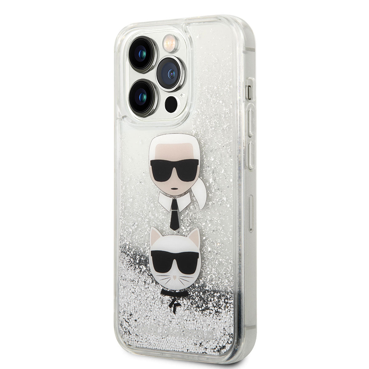 iPhone 14 Pro Kılıf Karl Lagerfeld Sıvılı Simli K&C Head Dizayn Kılıf