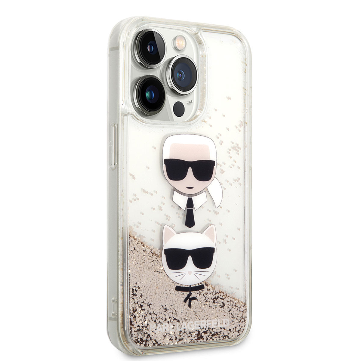 iPhone 14 Pro Kılıf Karl Lagerfeld Sıvılı Simli K&C Head Dizayn Kılıf