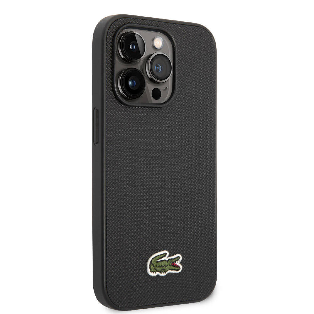 iPhone 14 Pro Kılıf Lacoste Orijinal Lisanslı PU Pike Desenli Arka Yüzey İkonik Timsah Dokuma Logolu Kılıf