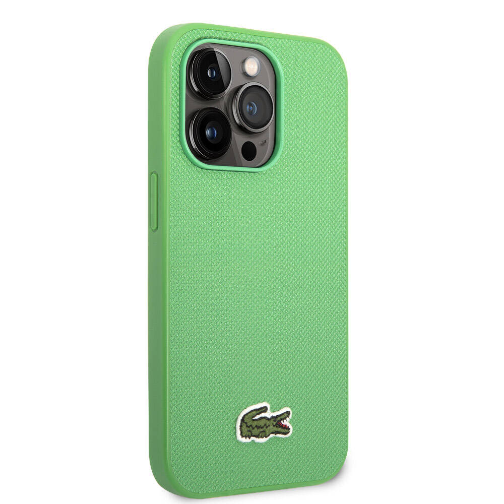 iPhone 14 Pro Kılıf Lacoste Orijinal Lisanslı PU Pike Desenli Arka Yüzey İkonik Timsah Dokuma Logolu Kılıf