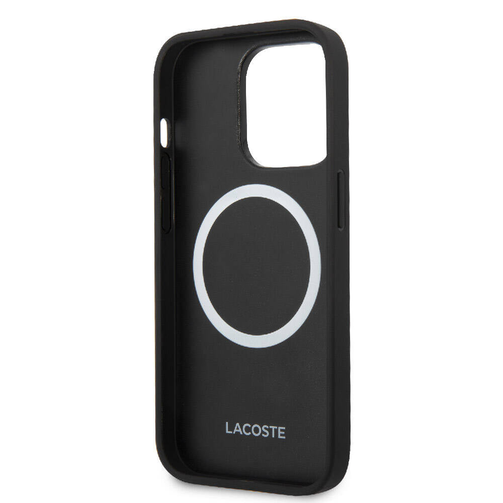 iPhone 14 Pro Kılıf Lacoste orijinal Lisanslı PU Pike Desenli Arka Yüzey İkonik Timsah Dokuma Logolu Kılıf