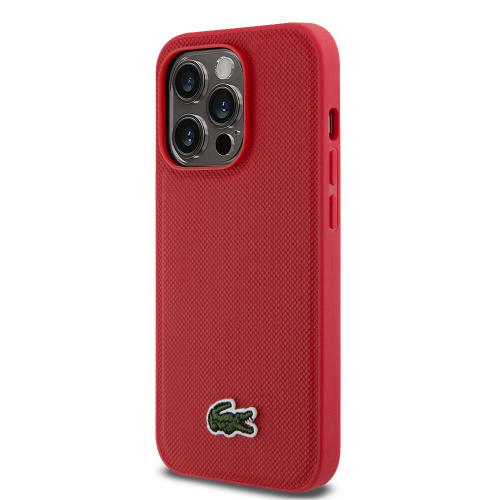 iPhone 14 Pro Kılıf Lacoste orijinal Lisanslı PU Pike Desenli Arka Yüzey İkonik Timsah Dokuma Logolu Kılıf