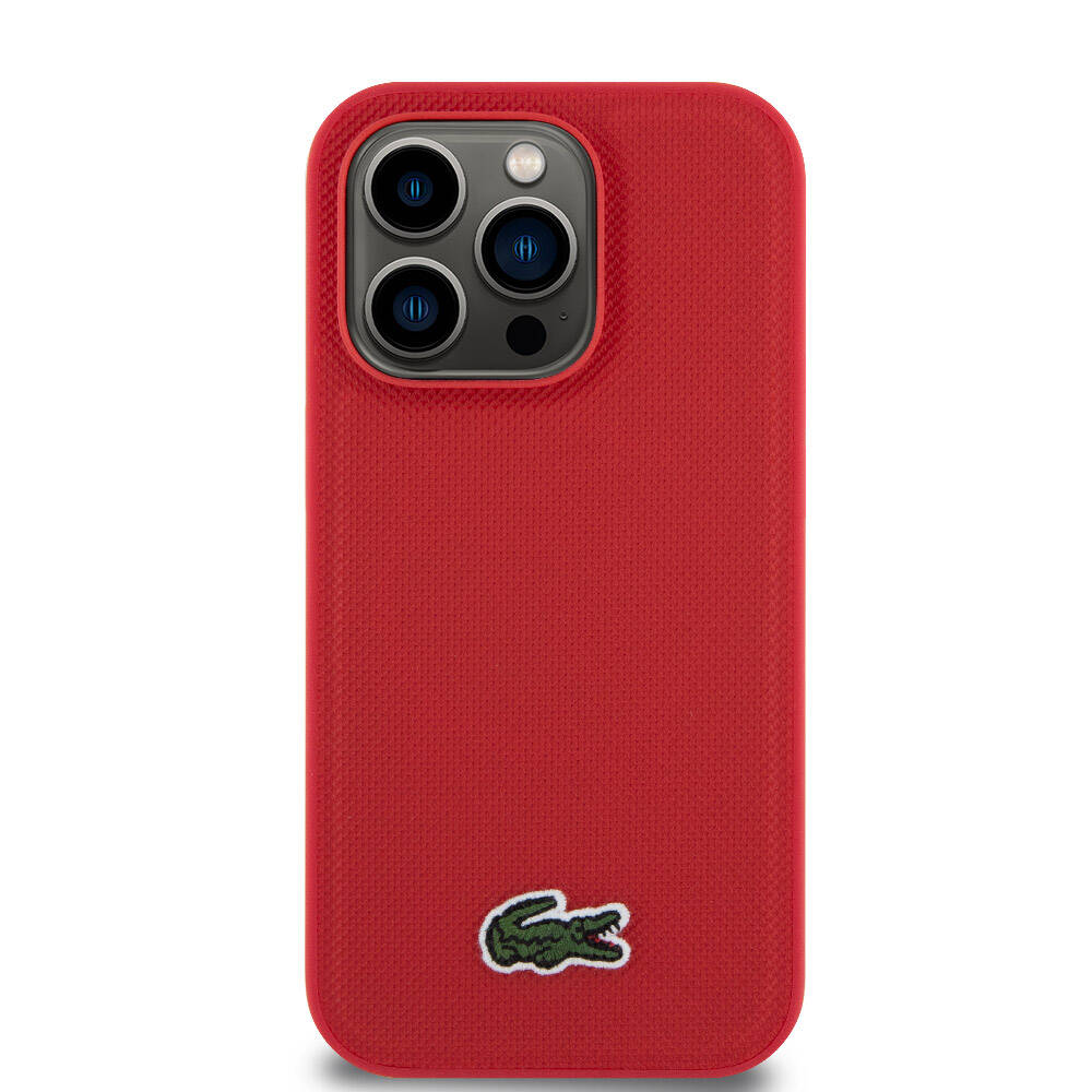 iPhone 14 Pro Kılıf Lacoste orijinal Lisanslı PU Pike Desenli Arka Yüzey İkonik Timsah Dokuma Logolu Kılıf