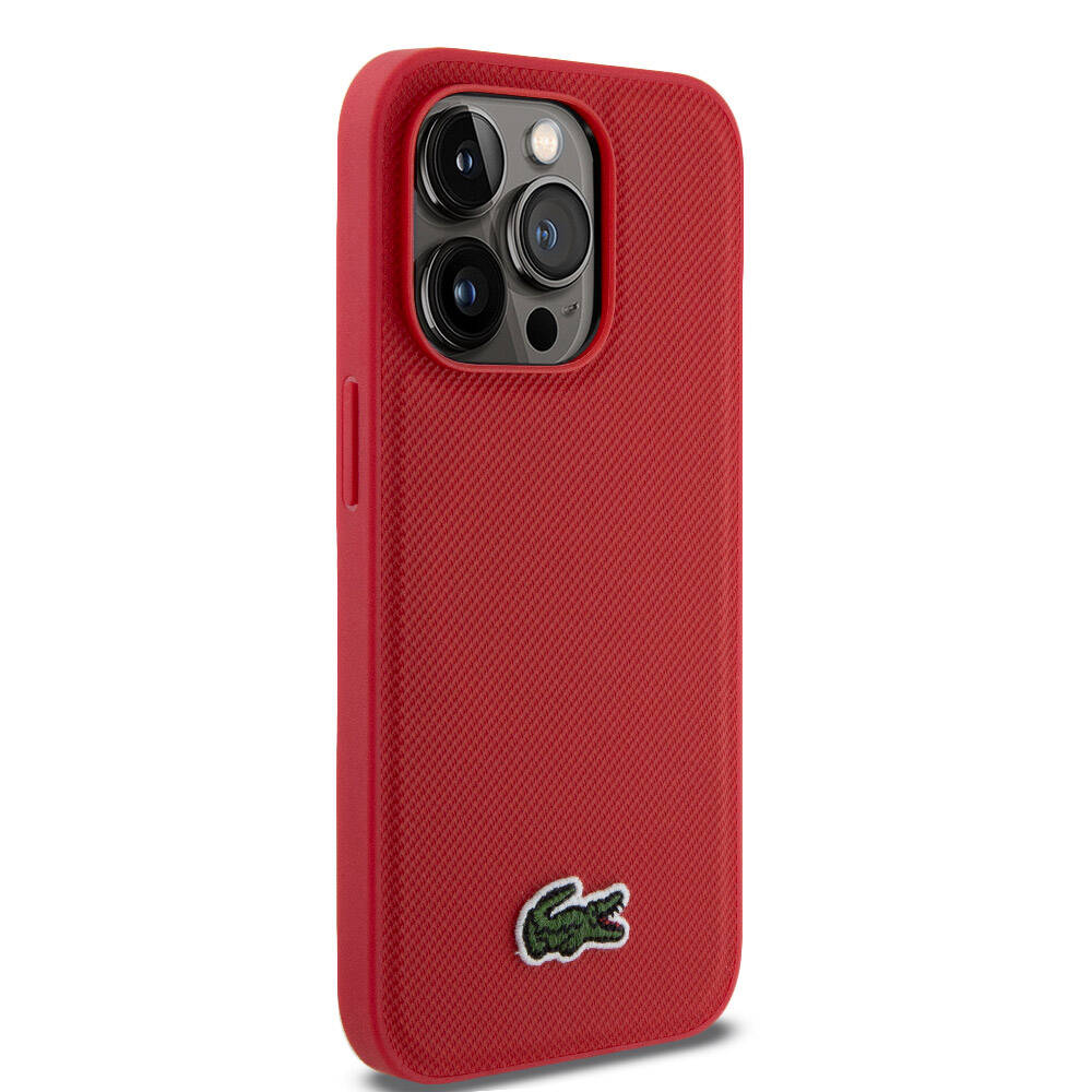 iPhone 14 Pro Kılıf Lacoste orijinal Lisanslı PU Pike Desenli Arka Yüzey İkonik Timsah Dokuma Logolu Kılıf
