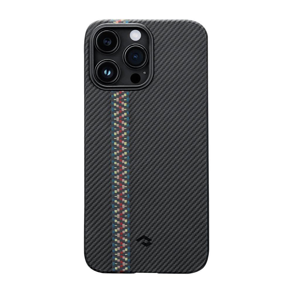 iPhone 14 Pro Kılıf M-safe Şarj Özellikli 600D Aramid Karbon Fiber Pitaka Tactile Woven Orchestra Serisi Rhapsody Kılıf