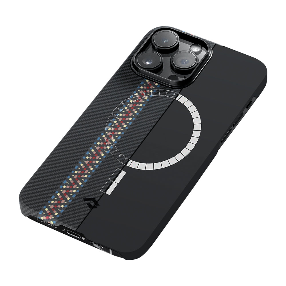 iPhone 14 Pro Kılıf M-safe Şarj Özellikli 600D Aramid Karbon Fiber Pitaka Tactile Woven Orchestra Serisi Rhapsody Kılıf